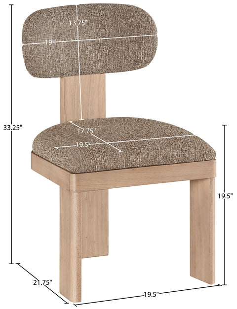 Tessa Brown Linen Textured Fabric Upholstered Dining Chair , 2-Piece (Style 1)