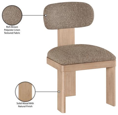 Tessa Brown Linen Textured Fabric Upholstered Dining Chair , 2-Piece (Style 1)