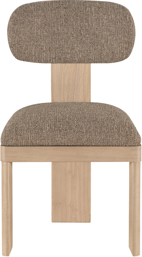 Tessa Brown Linen Textured Fabric Upholstered Dining Chair , 2-Piece (Style 1)