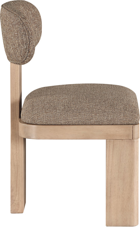 Tessa Brown Linen Textured Fabric Upholstered Dining Chair , 2-Piece (Style 1)