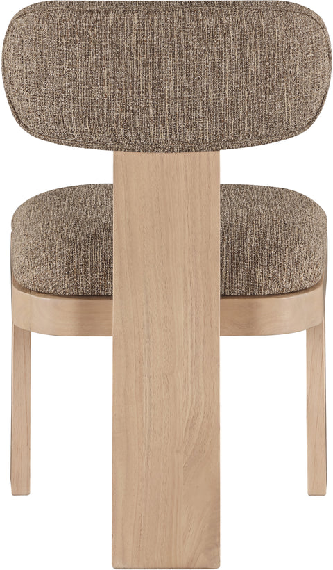 Tessa Brown Linen Textured Fabric Upholstered Dining Chair , 2-Piece (Style 1)