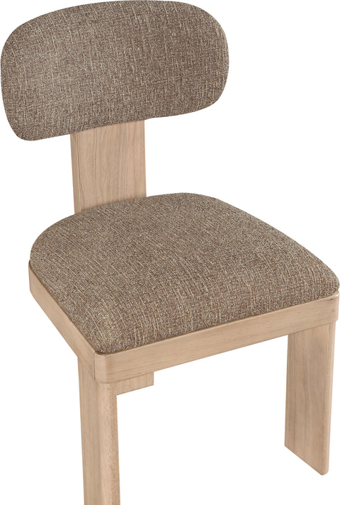 Tessa Brown Linen Textured Fabric Upholstered Dining Chair , 2-Piece (Style 1)