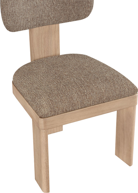 Tessa Brown Linen Textured Fabric Upholstered Dining Chair , 2-Piece (Style 1)
