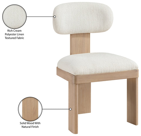 Rhea Linen Textured Fabric Upholstered Dining Chair, 2-Piece