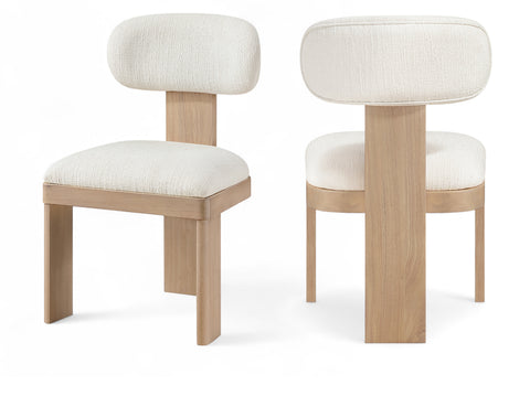 Rhea Linen Textured Fabric Upholstered Dining Chair, 2-Piece