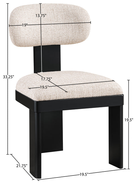Tessa Beige Linen Textured Fabric Upholstered Dining Chair , 2-Piece (Style 1)