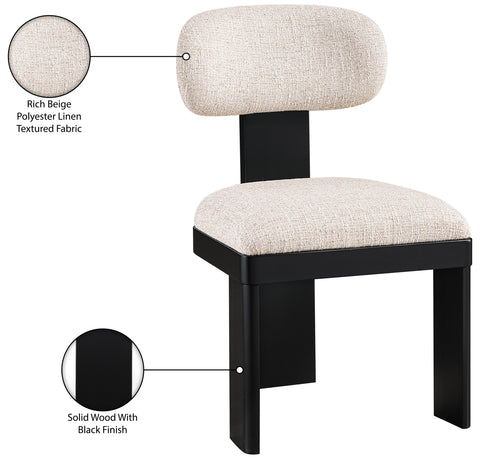 Tessa Beige Linen Textured Fabric Upholstered Dining Chair , 2-Piece (Style 1)
