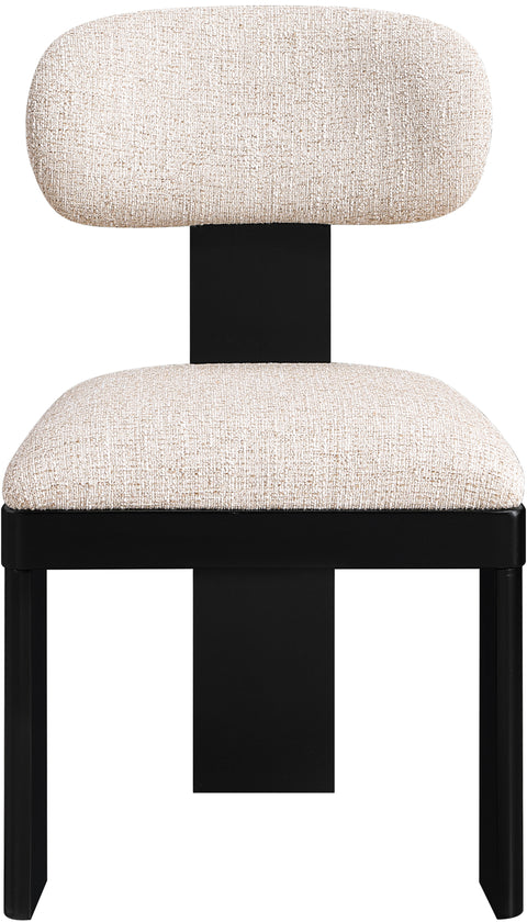 Tessa Beige Linen Textured Fabric Upholstered Dining Chair , 2-Piece (Style 1)