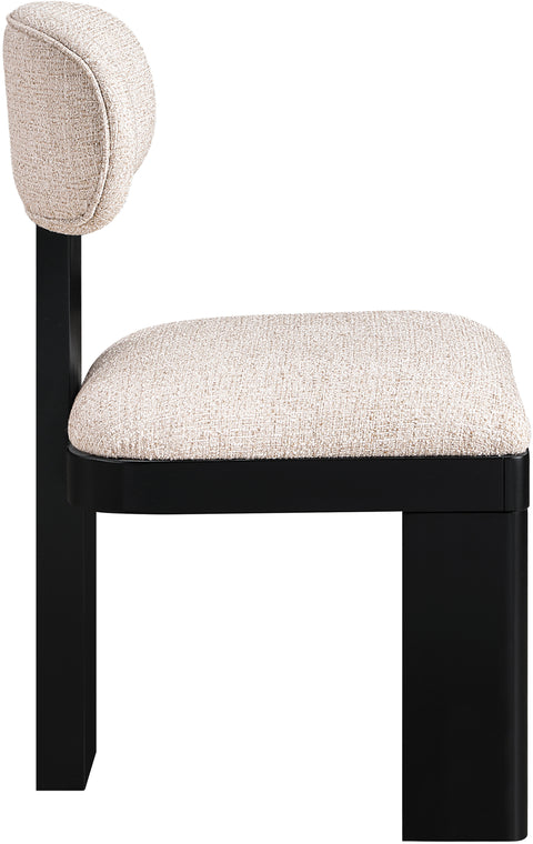 Tessa Beige Linen Textured Fabric Upholstered Dining Chair , 2-Piece (Style 1)