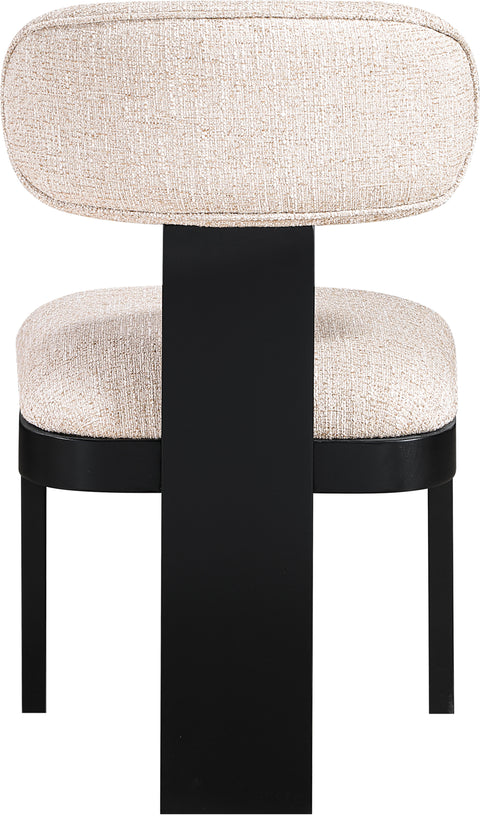 Tessa Beige Linen Textured Fabric Upholstered Dining Chair , 2-Piece (Style 1)