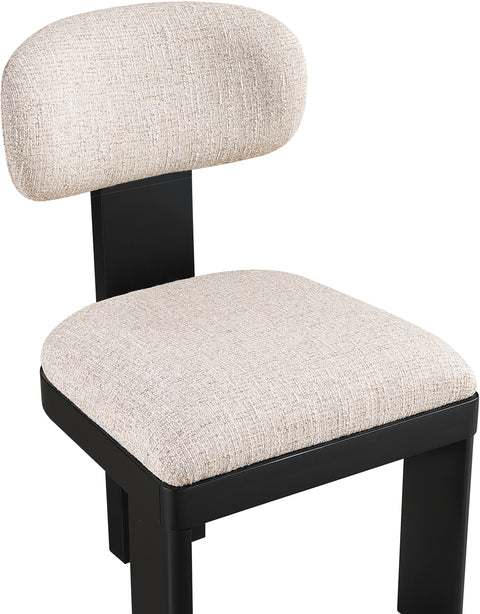 Tessa Beige Linen Textured Fabric Upholstered Dining Chair , 2-Piece (Style 1)