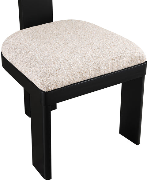 Tessa Beige Linen Textured Fabric Upholstered Dining Chair , 2-Piece (Style 1)