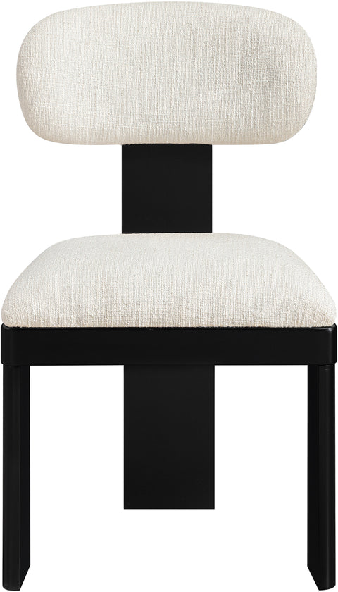 Tessa Cream Linen Textured Fabric Upholstered Dining Chair , 2-Piece (Style 2)