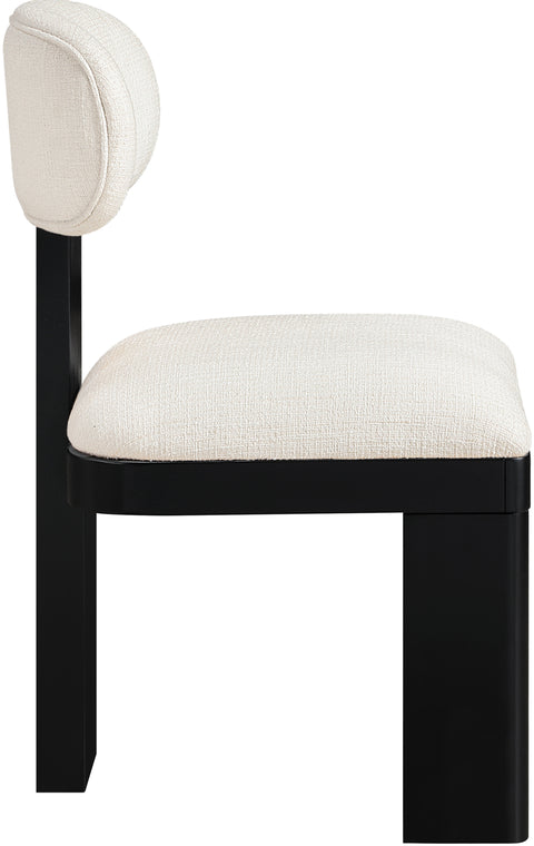 Tessa Cream Linen Textured Fabric Upholstered Dining Chair , 2-Piece (Style 2)