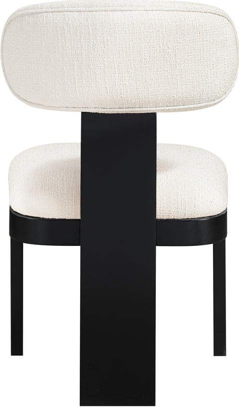Tessa Cream Linen Textured Fabric Upholstered Dining Chair , 2-Piece (Style 2)