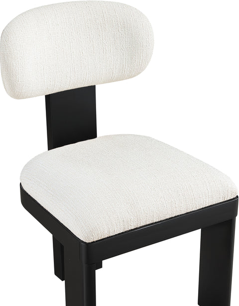 Tessa Cream Linen Textured Fabric Upholstered Dining Chair , 2-Piece (Style 2)