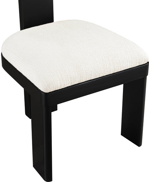 Tessa Cream Linen Textured Fabric Upholstered Dining Chair , 2-Piece (Style 2)