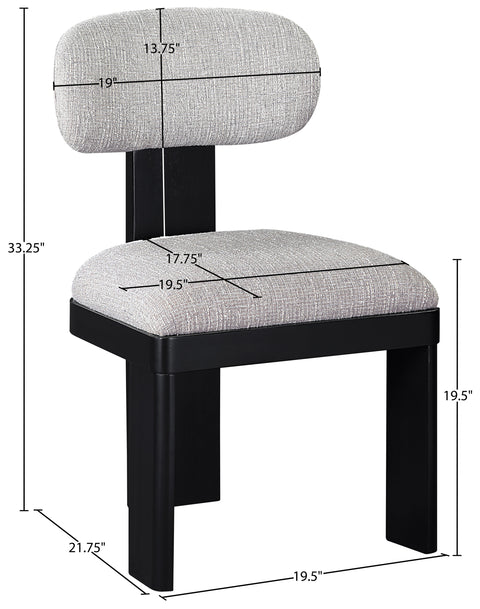 Tessa Grey Linen Textured Fabric Upholstered Dining Chair, 2-Piece