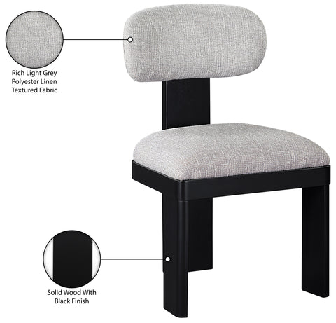 Tessa Grey Linen Textured Fabric Upholstered Dining Chair, 2-Piece