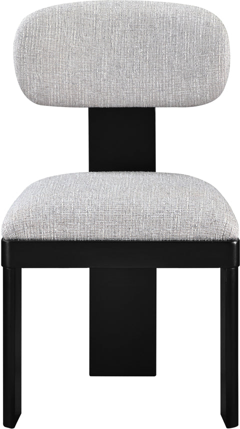 Tessa Grey Linen Textured Fabric Upholstered Dining Chair, 2-Piece
