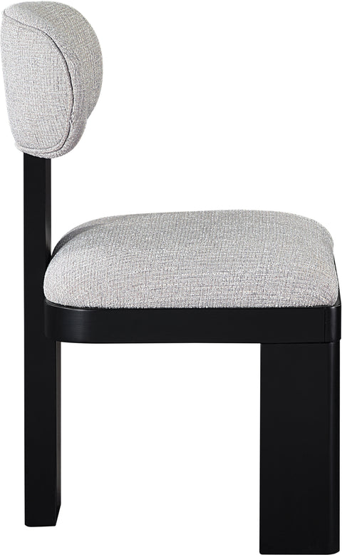 Tessa Grey Linen Textured Fabric Upholstered Dining Chair, 2-Piece
