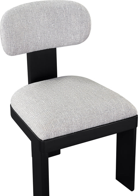 Tessa Grey Linen Textured Fabric Upholstered Dining Chair, 2-Piece