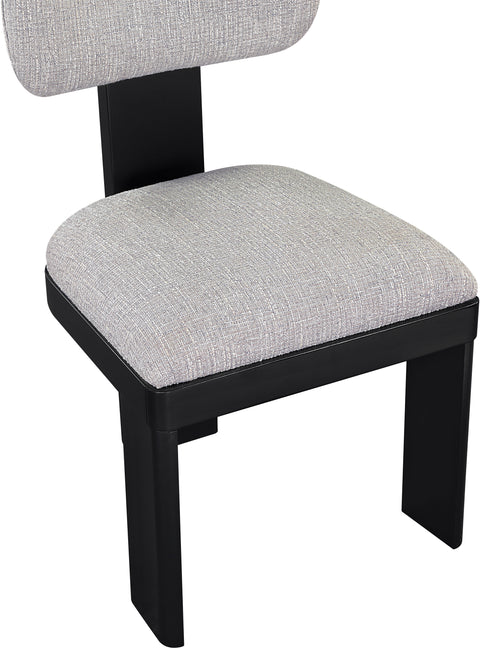 Tessa Grey Linen Textured Fabric Upholstered Dining Chair, 2-Piece