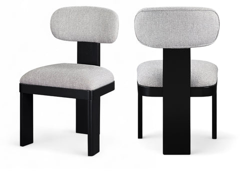 Tessa Grey Linen Textured Fabric Upholstered Dining Chair, 2-Piece