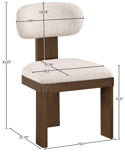Tessa Beige Linen Textured Fabric Upholstered Dining Chair , 2-Piece (Style 2)