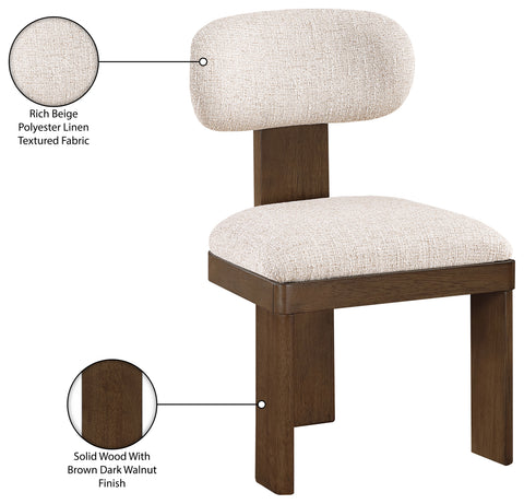 Tessa Beige Linen Textured Fabric Upholstered Dining Chair , 2-Piece (Style 2)