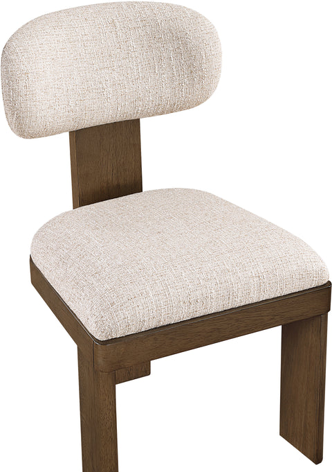 Tessa Beige Linen Textured Fabric Upholstered Dining Chair , 2-Piece (Style 2)