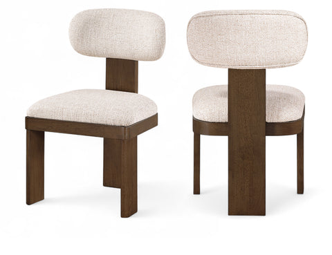 Tessa Beige Linen Textured Fabric Upholstered Dining Chair , 2-Piece (Style 2)