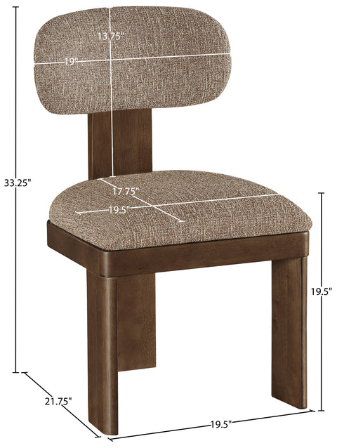 Tessa Brown Linen Textured Fabric Upholstered Dining Chair , 2-Piece (Style 2)
