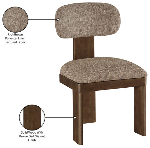 Tessa Brown Linen Textured Fabric Upholstered Dining Chair , 2-Piece (Style 2)