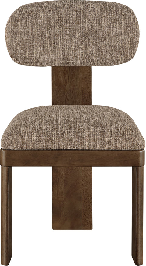 Tessa Brown Linen Textured Fabric Upholstered Dining Chair , 2-Piece (Style 2)
