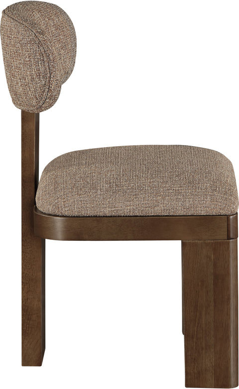 Tessa Brown Linen Textured Fabric Upholstered Dining Chair , 2-Piece (Style 2)