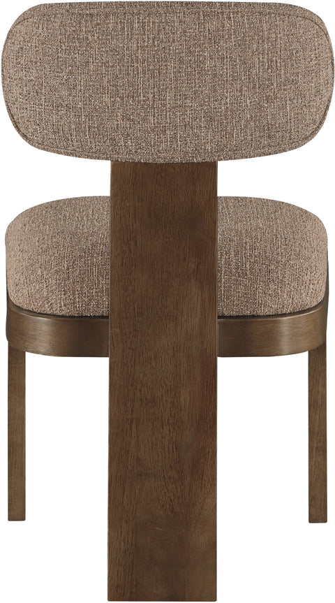 Tessa Brown Linen Textured Fabric Upholstered Dining Chair , 2-Piece (Style 2)