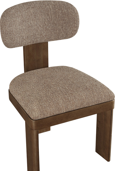 Tessa Brown Linen Textured Fabric Upholstered Dining Chair , 2-Piece (Style 2)