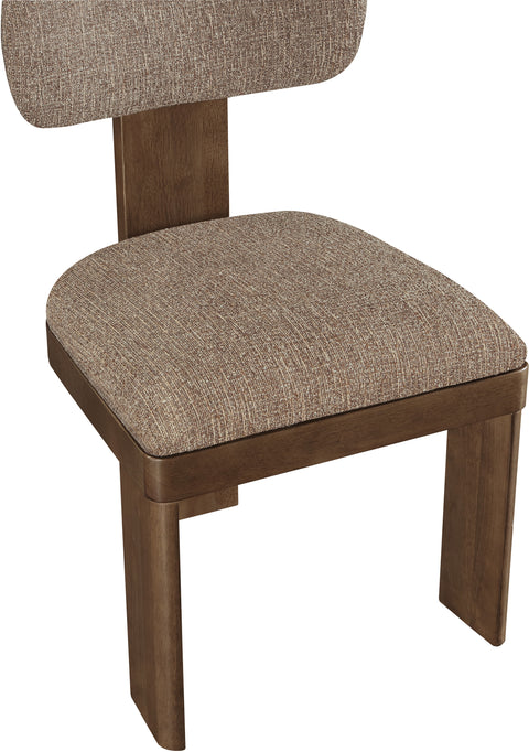 Tessa Brown Linen Textured Fabric Upholstered Dining Chair , 2-Piece (Style 2)