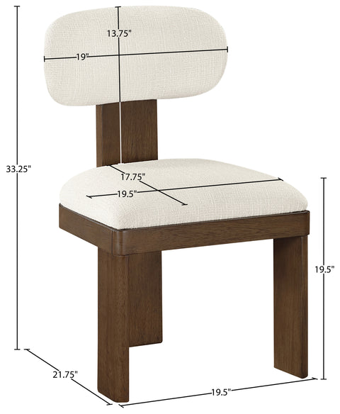 Tessa Cream Linen Textured Fabric Upholstered Dining Chair , 2-Piece (Style 3)