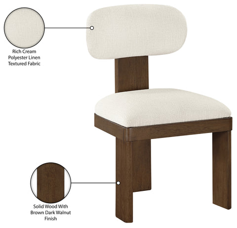 Tessa Cream Linen Textured Fabric Upholstered Dining Chair , 2-Piece (Style 3)