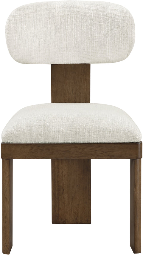 Tessa Cream Linen Textured Fabric Upholstered Dining Chair , 2-Piece (Style 3)