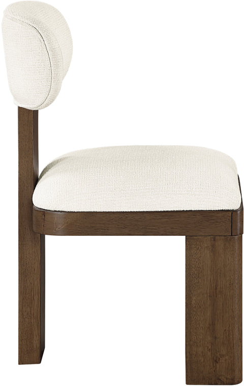 Tessa Cream Linen Textured Fabric Upholstered Dining Chair , 2-Piece (Style 3)