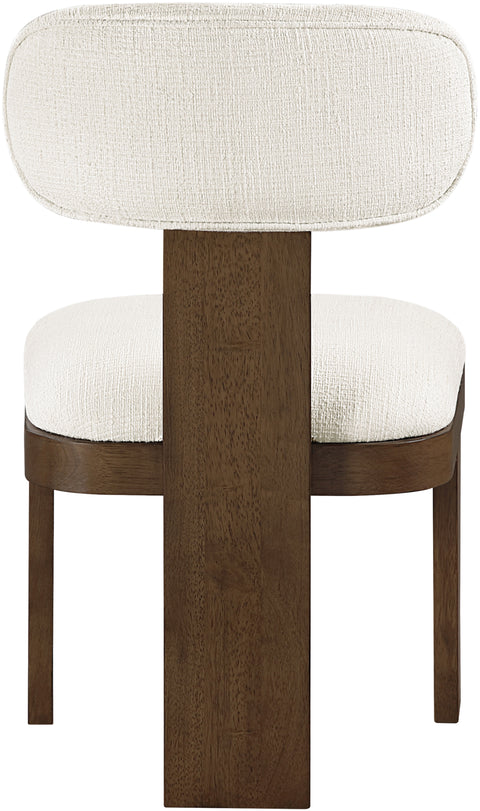 Tessa Cream Linen Textured Fabric Upholstered Dining Chair , 2-Piece (Style 3)