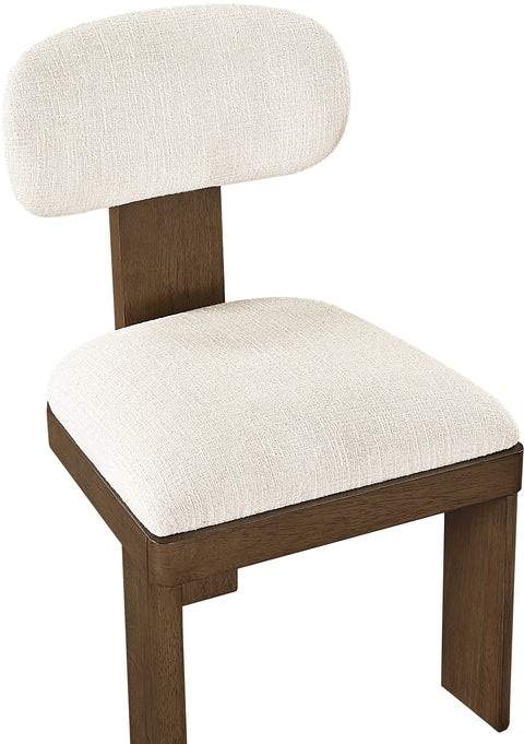 Tessa Cream Linen Textured Fabric Upholstered Dining Chair , 2-Piece (Style 3)