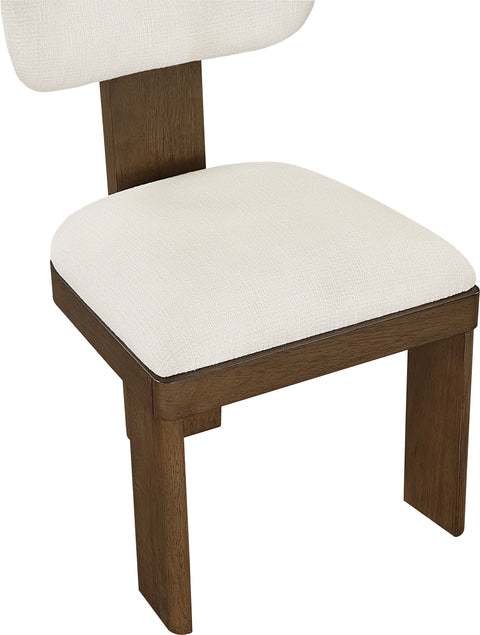 Tessa Cream Linen Textured Fabric Upholstered Dining Chair , 2-Piece (Style 3)