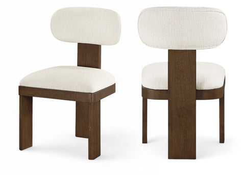 Tessa Cream Linen Textured Fabric Upholstered Dining Chair , 2-Piece (Style 3)