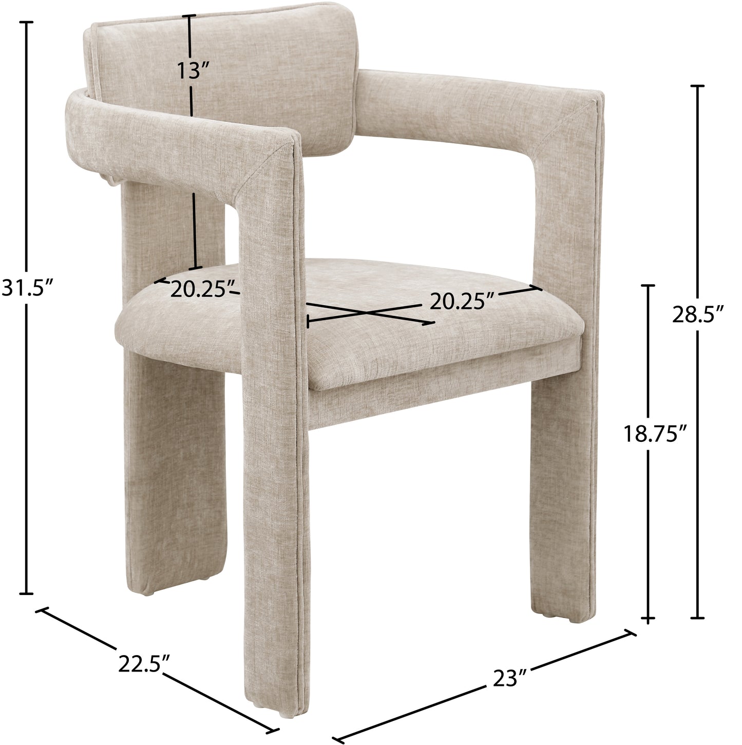 genesis beige chenille fabric dining chair