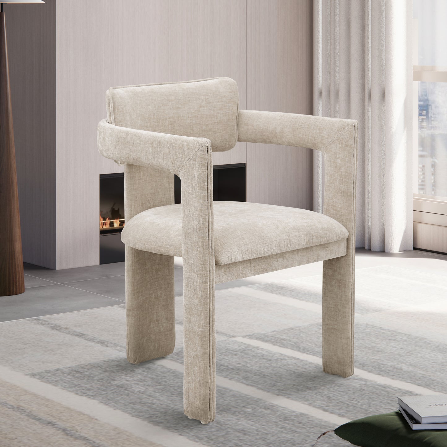 genesis beige chenille fabric dining chair