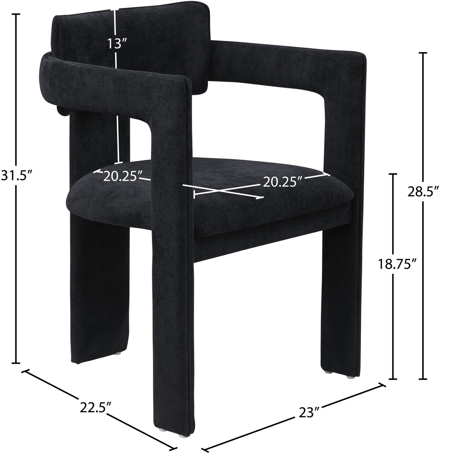 genesis black chenille fabric dining chair